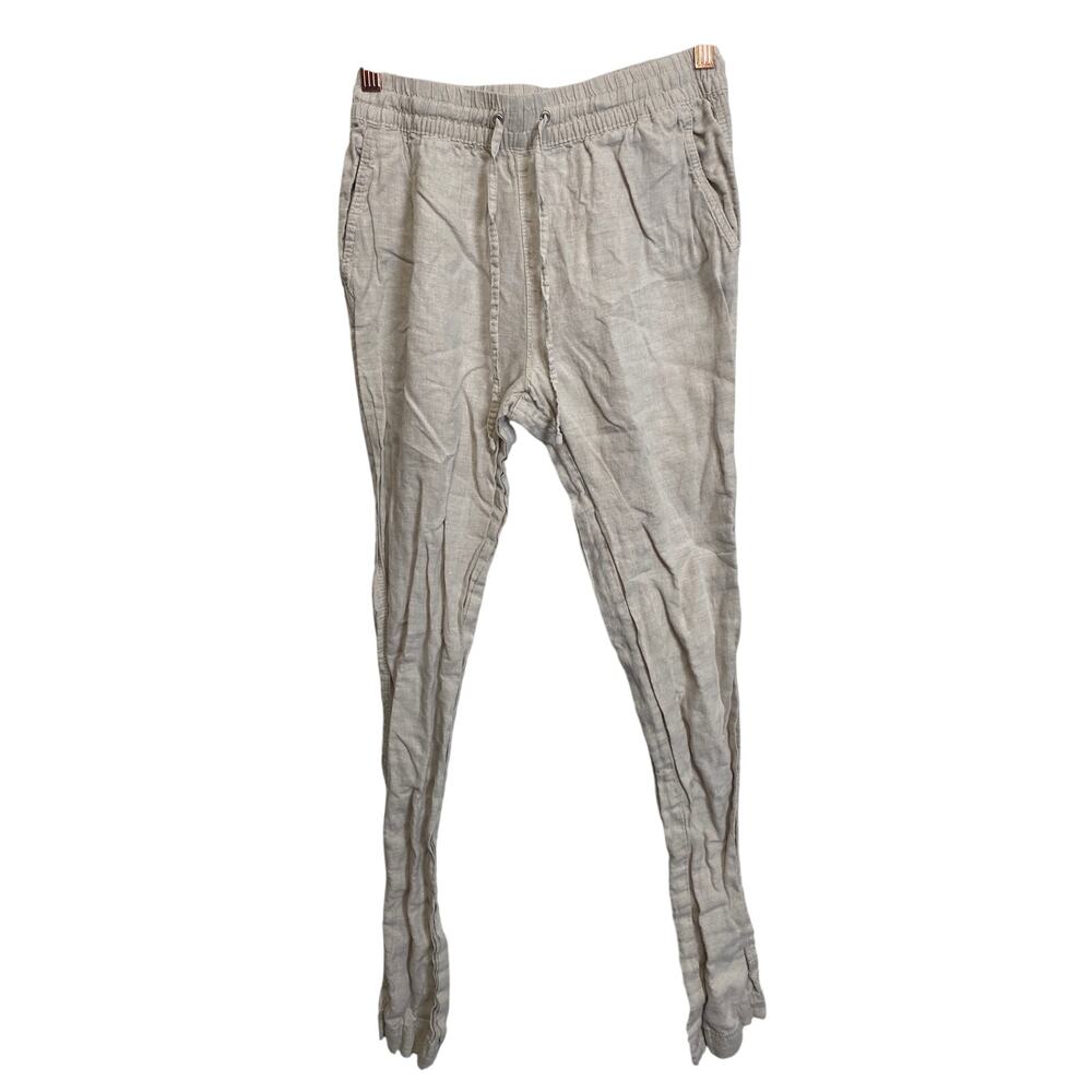 H&M Women Linen Pants Sand Color Elastic Waist Size XS